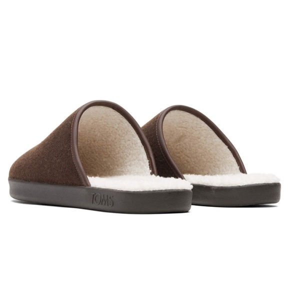 Toms Harbor Slippers Chocolate Brown REPREVE NIB NWT Faux Sherpa Footbed - Picture 5 of 8
